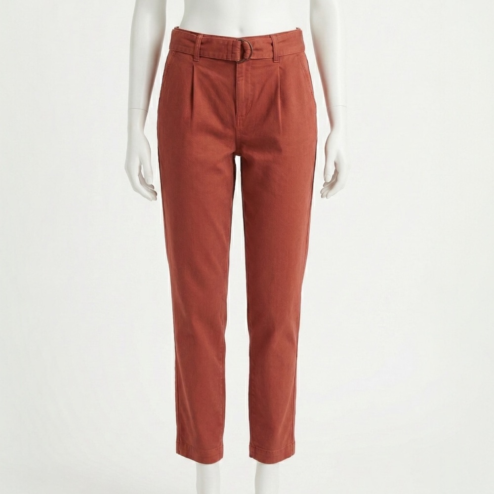 A New Day Rust Paperbag High Rise Ankle Pants Size 6 Belted Tapered Career